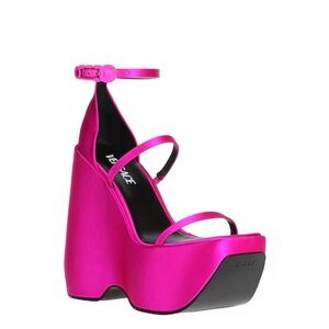 Versace Pink Platform Wedges with Dramatic Design